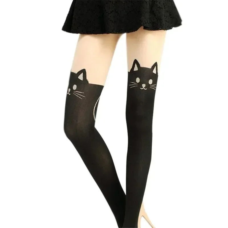 Schöne Lange Socken Cartoon Tier Katze Muster Oberschenkel Strümpfe Über Knie Hohe Socken Katze Druck Frauen Strümpfe Mode Zubehör