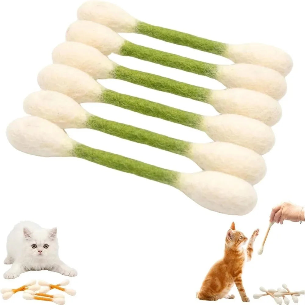 6er-Set Filz-Baumwollstäbchen für Katzen: Leichte, weiche interaktive Kick-Sticks zum Kauen, Zahnreinigung und als riesige interaktive Spielzeuge für Katzen