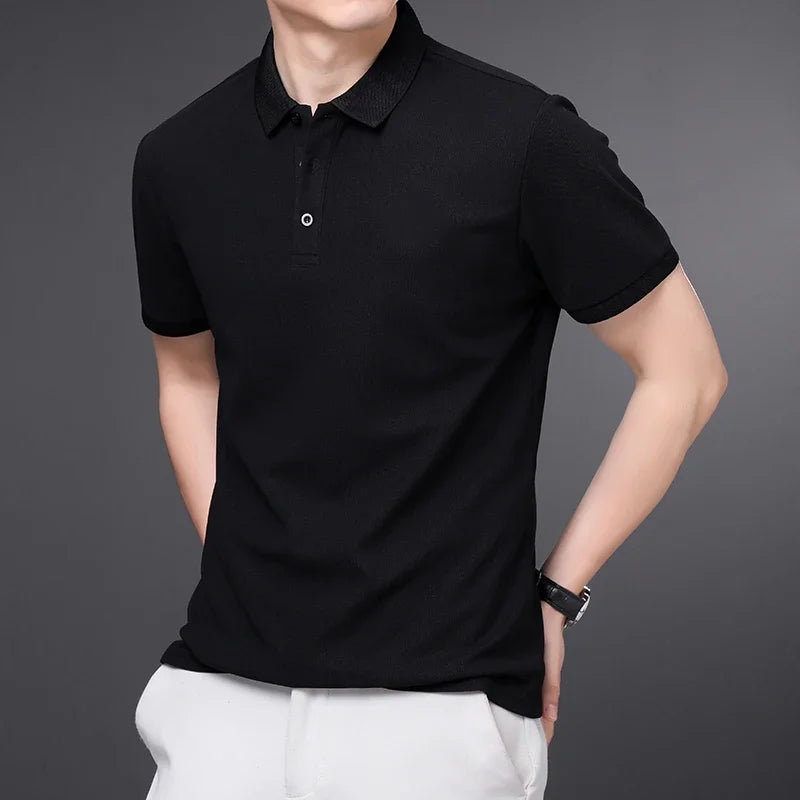 Herren-Poloshirt, einfarbig, lässig, modisch, kurzärmelig, Sommer, bequemes Oberteil für Business und Freizeit