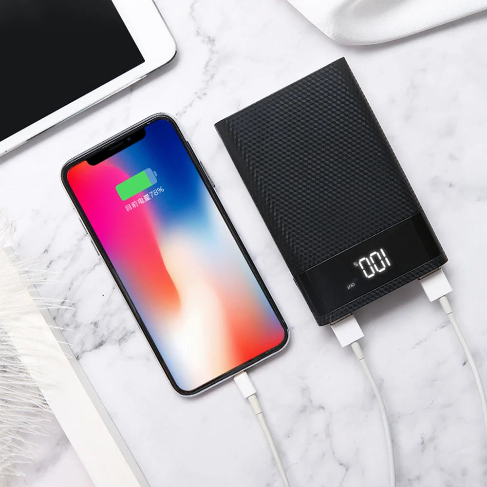 4x18650 DIY Power Bank Box 15000mAh Superschnelle Ladebox mit Digitalanzeige für BC1.2 für iPhone für Samsung