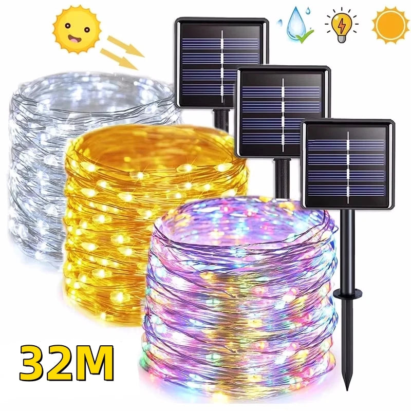 32M 300Leds Im Freien Wasserdichte Solar-Led-Licht Outdoor Girlande Solar Power Lampe Garten Lichter Weihnachten Party Garten Dekoration