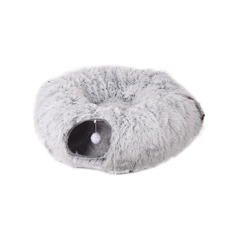 Faltbares, flauschiges Katzenbett-Tunnel-Spielzeug für den Winter, Heimtierbedarf, Katzenbohren, Spielhaus mit Stauraum, Haus- und Gartenbedarf für Katzen