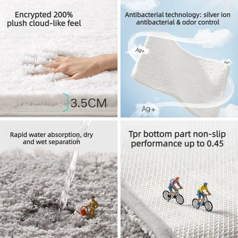 Antibakterielle Wasserabsorbierende Badematte Rutschfester Bodenteppich für Badezimmer Trocknung und Haushalt Fußabwischmatte Einfarbiger Teppich