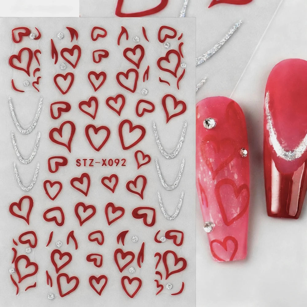 5D Silber Glitzer Stern Französischer Nagelaufkleber Schwarz Rosa Y2K Punk Hohler Fünfzackiger Stern Selbstklebender Aufkleber Maniküre-Dekoration