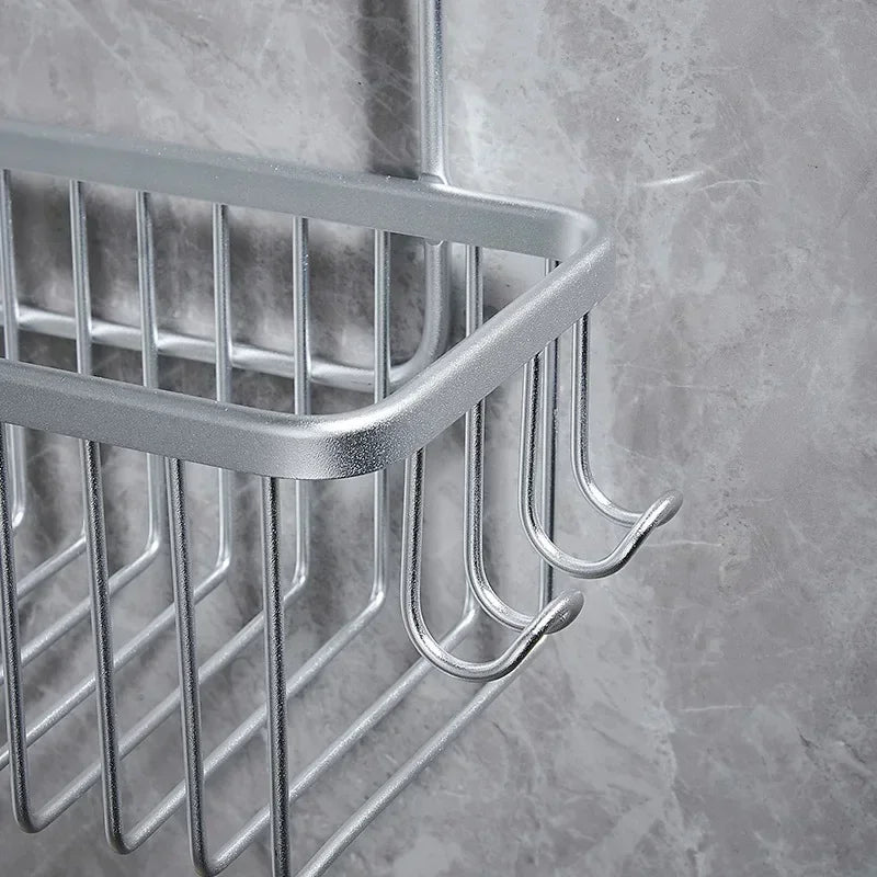 Badezimmerregal aus Aluminium ohne Bohren, Duschregal, Shampoo-Halter, Korb, Aufbewahrungsorganisator, Badezimmerzubehör