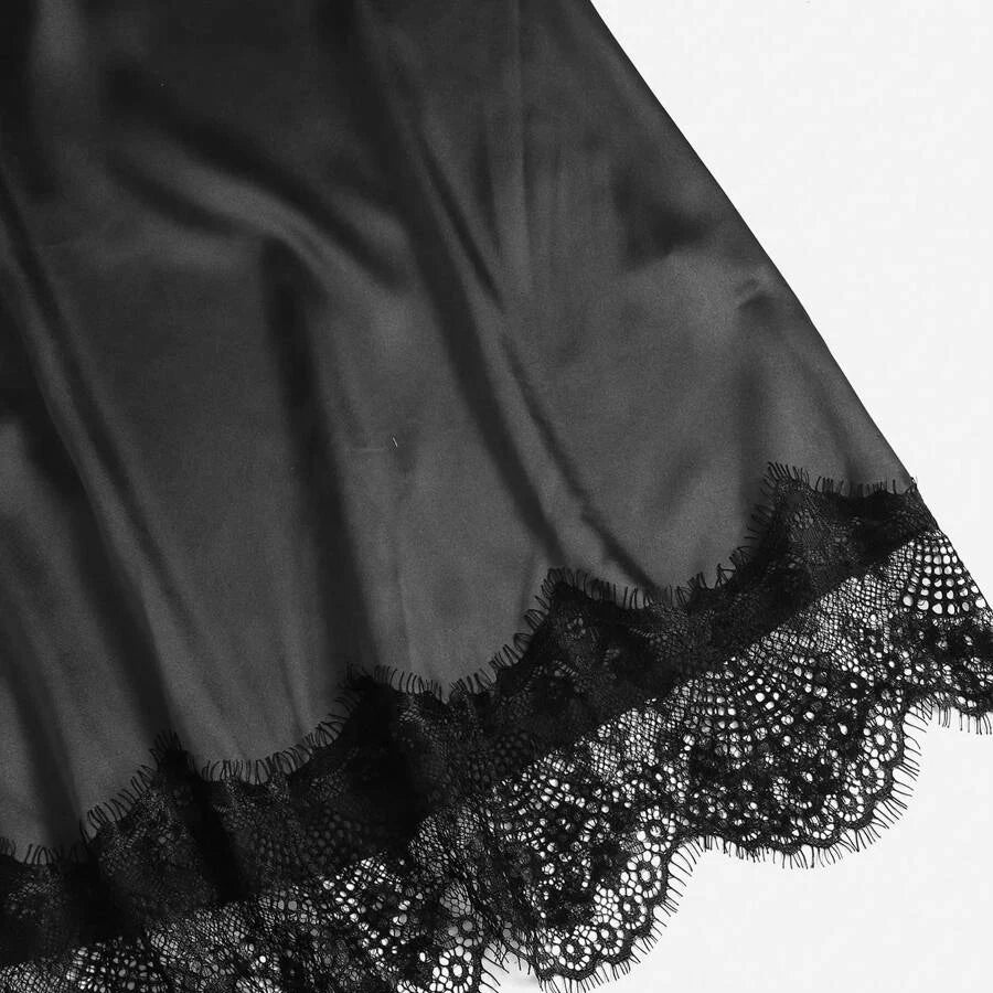 5-teiliges Damen-Nachtwäsche-Pyjama-Set aus Satin, Robe, sexy Dessous, Bademantel, Spitze, Seide, Nachtkleid, Hose, Heimkleidung, Nachtwäsche, PJ