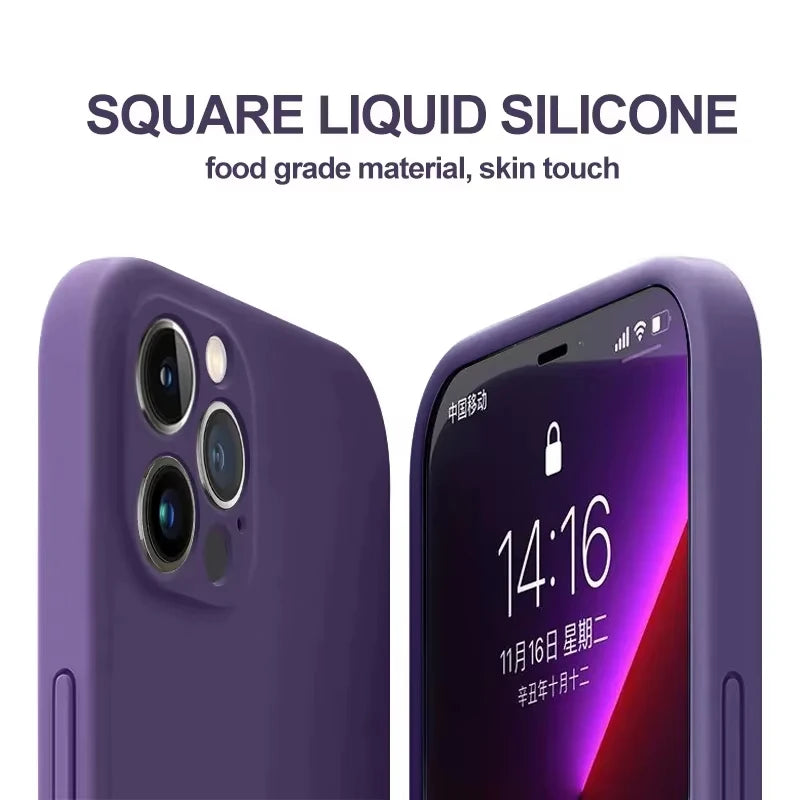 Weiche Luxus-Handyhüllen für iPhone 17, 16, 15, 14, 13, 12, 11 Pro Max 17, Air 8, 7 Plus, XS Max, offizielle stoßfeste Abdeckung aus flüssigem Silikon