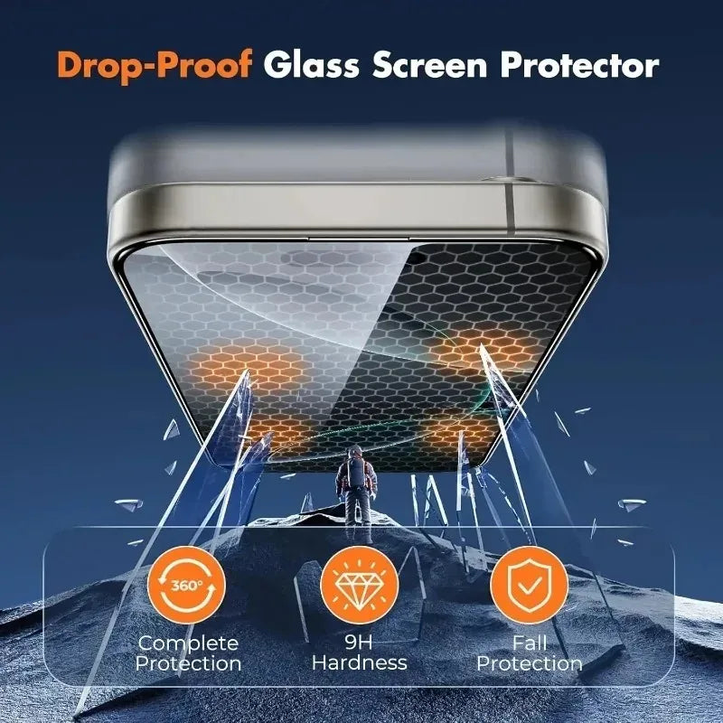 4 Stück Panzerglas für iPhone 17 16 15 Pro Max 14 Plus 12 13 Mini XS X XR 11 8 7 Schutzabdeckung Glas Displayschutzfolie