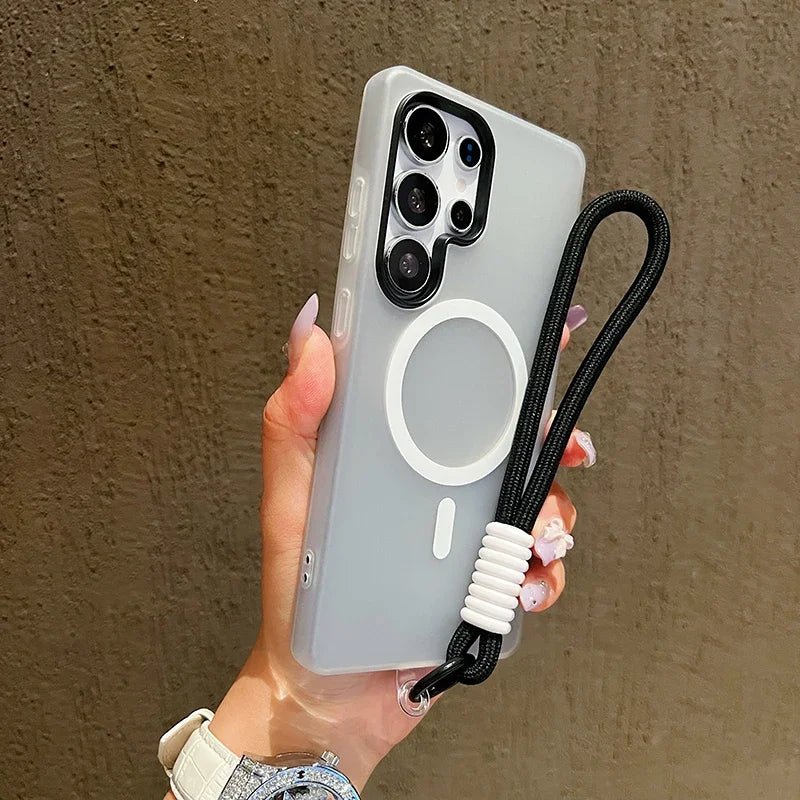 Candy Farbe Matte Für Magsafe Lanyard Weiche Telefon Fall Für Samsung Galaxy S24 FE S25Edge S22 S23 FE Plus S25 Ultra magnetische Abdeckung