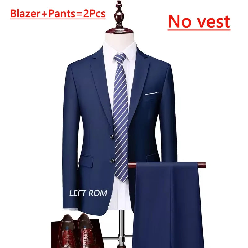 14 Farben M-6XL ( Jacke + Weste + Hose) High-End-Marke formale Business Herren Anzug dreiteiligen Bräutigam Brautkleid einfarbigen Anzug