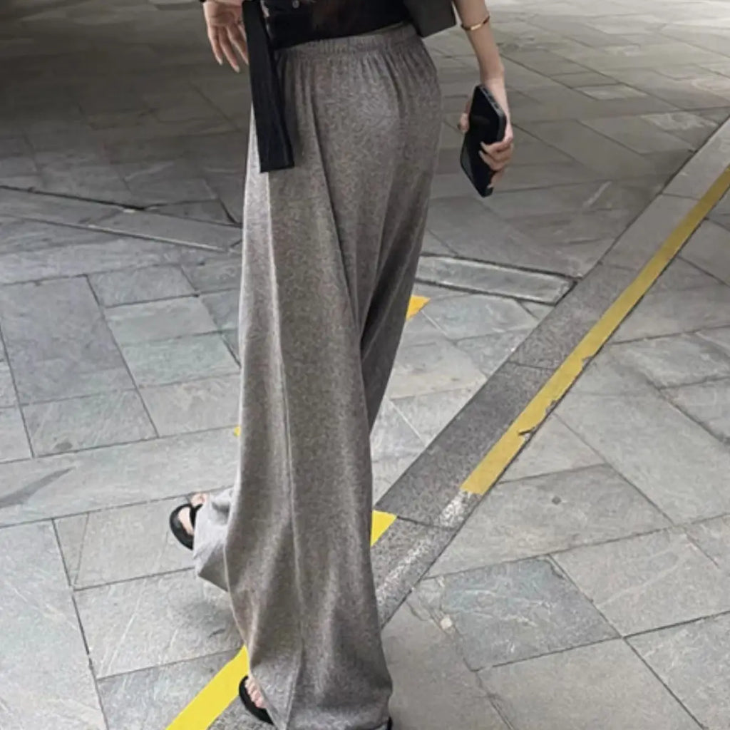 Damen Casual Weite Hose Einfarbig Modisch Elastischer Bund Kordelzug Jogginghose Amerikanische Sweatpants Street Koreanische Hose