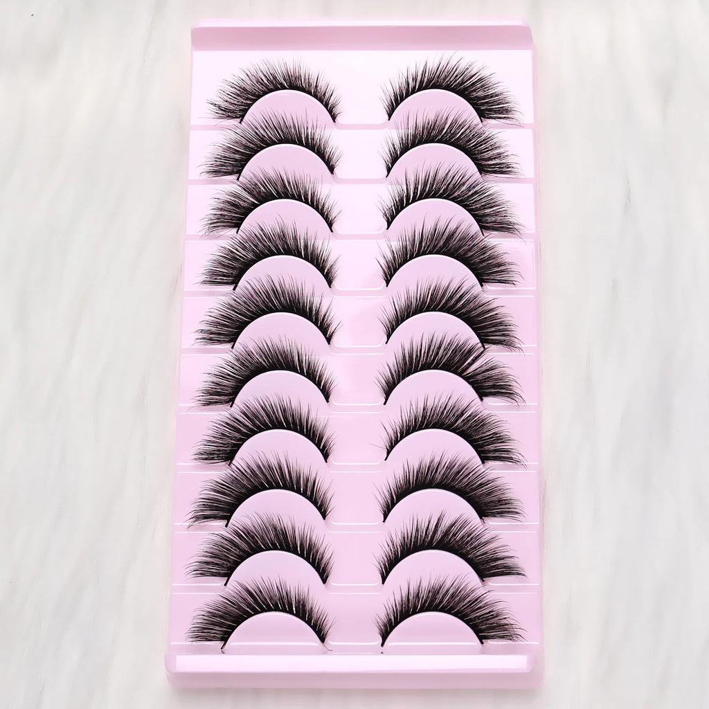 10 Paar C-Curl Fox Eyes Künstliche Wimpern - Weiche Faux-Nerz Wiederverwendbar, Langanhaltend Einfach Anzuwenden, Perfekt für Party/Tägliches Make-up