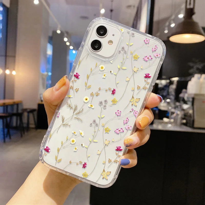 Blume Handyhülle für iPhone 17 Pro Hülle iPhone 16 14 13 11 12 15 Pro Max Air SE XR 7 8 Plus Silikon Soft TPU Clear Cover Funda