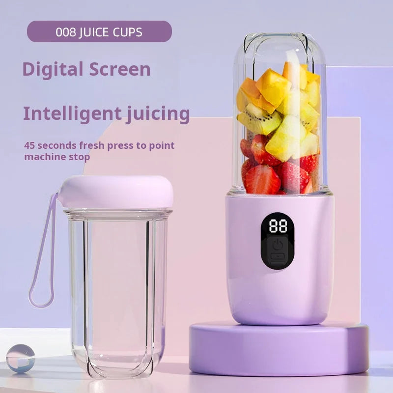 Tragbarer Mixer mit Deckel 500ML Wiederaufladbarer Kabelloser Orangensaftbereiter 16 Edelstahlklingen USB Smoothie Gemüse Obst Mixer