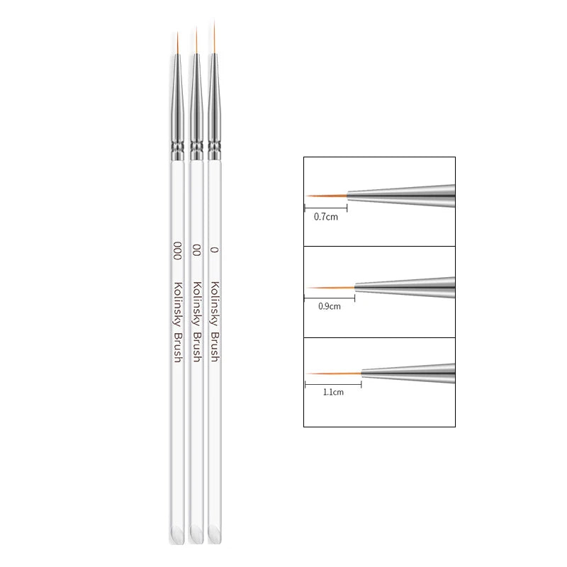3 teile/satz Acryl Französisch Streifen Nail art Linie Malerei Stift 3D Tipps Maniküre schlanke Linie Zeichnung Stift UV Gel Pinsel Malerei werkzeuge