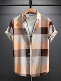 2026 Sommer Neuer Stil Herren Kurzarm-Hemd mit 3D-Karomuster-Print Street Casual Mode Bequem und Weich