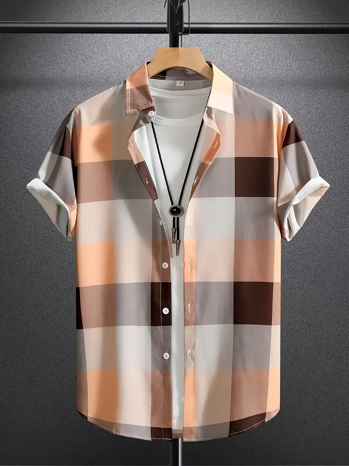 2026 Sommer Neuer Stil Herren Kurzarm-Hemd mit 3D-Karomuster-Print Street Casual Mode Bequem und Weich