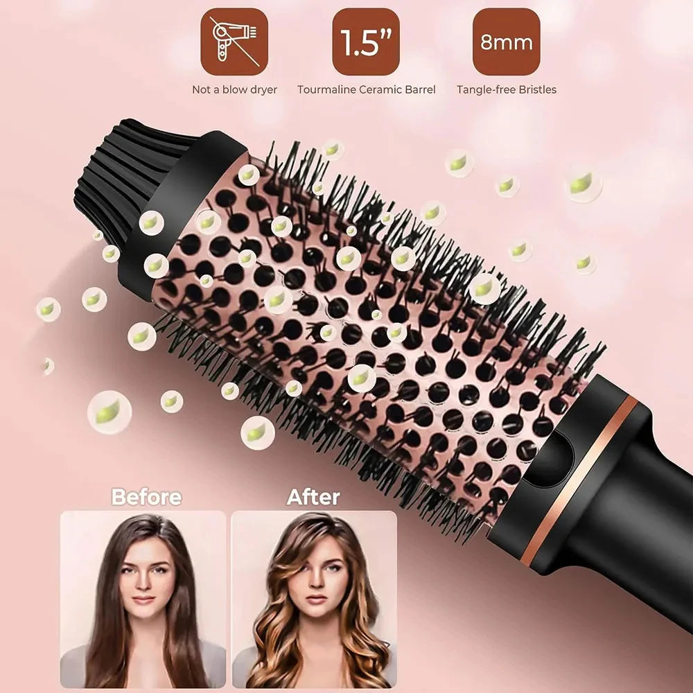 3-in-1-Lockenwickler mit ionischem Haar, professioneller Lockenstab, beheizte Haar-Styling-Bürste, Anti-Verbrühungs-Thermobürste, Lockenstäbchen