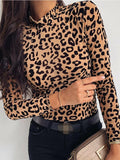 Frauen Blusen Mode Leopard Print Rollkragen Bluse Herbst Langarm Shirts Party Damen Kleidung Damen Blusen Und Tops