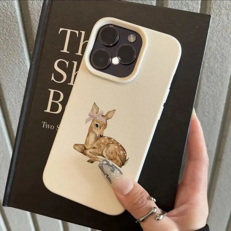 Hirsch Lichee Muster Einfache Retro Handyhülle für iPhone 17 16 15 14 13 12 11 Pro Max XS XR 16 Plus stoßfeste Candy Bumpper Cover