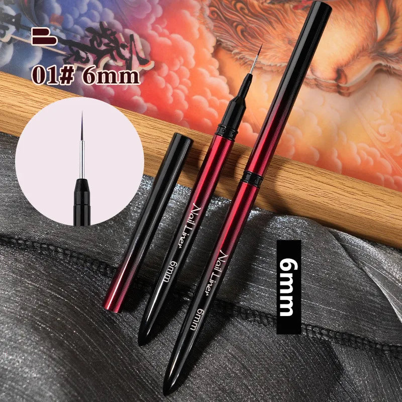 6/9/12/15/18/25mm Nail Art Liner Pinsel Gel-Nagelpinsel Gel-Nagellack Malerpinsel Zeichnen Nagelkunst Design Pinselstift