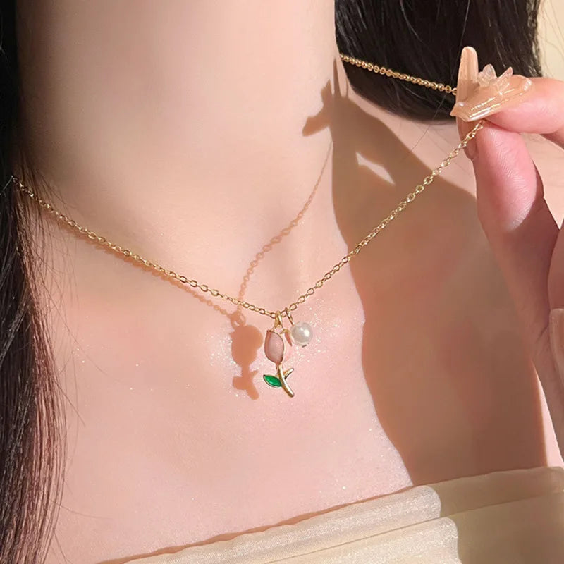 Aihua Mode Minimalistische Runde Opal Anhänger Halskette für Frauen Geometrische Schlüsselbein Ästhetische Kette Sommer Schmuck Zubehör