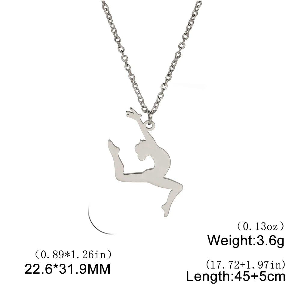 Amaxer Edelstahl Sport Sportler Künstlerische Gymnastik Halskette Für Frauen Anhänger Halsband Team Schmuck Geschenk