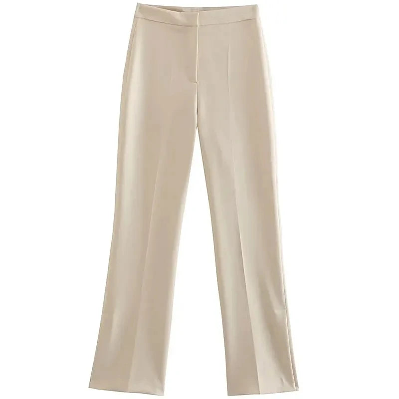 2024 Damen-Hosen-Set, einreihige Tasche, trägerlos, schmales Röhrenoberteil + wilde Damen-Hose mit geradem, weitem Bein und langer Hose, Straße