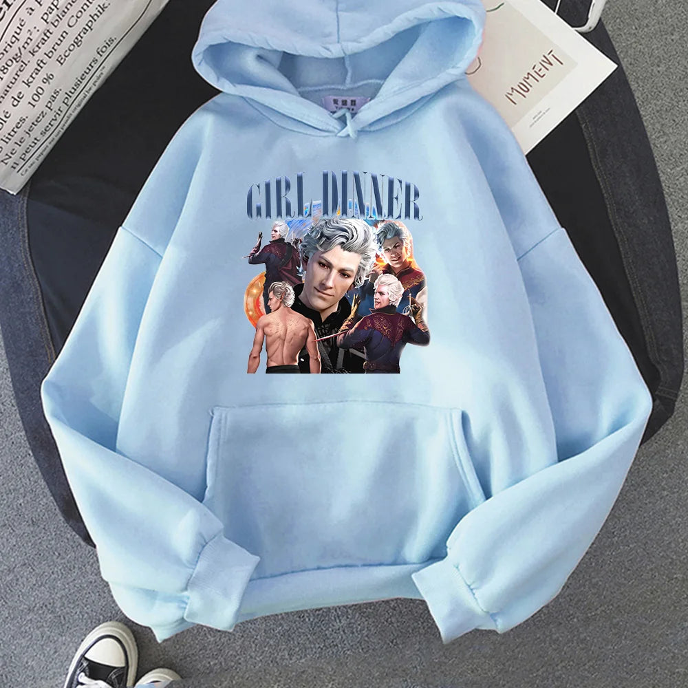 Baldur's Gate 3 Hoodies Grafikdruck mit Kapuze, bequemes Fleece-Sweatshirt, langärmelig, Harajuku-Kleidung, Moletom, süßer Kapuzenpullover