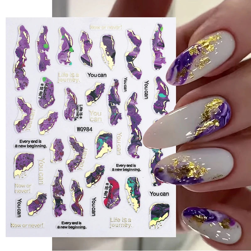 1PCS Schwarz Weiß Schmetterling Laser Nagel Aufkleber Y2K Nail art Dekoration Abstrakte Linien Bronzing Blumen Aufkleber Für Nägel