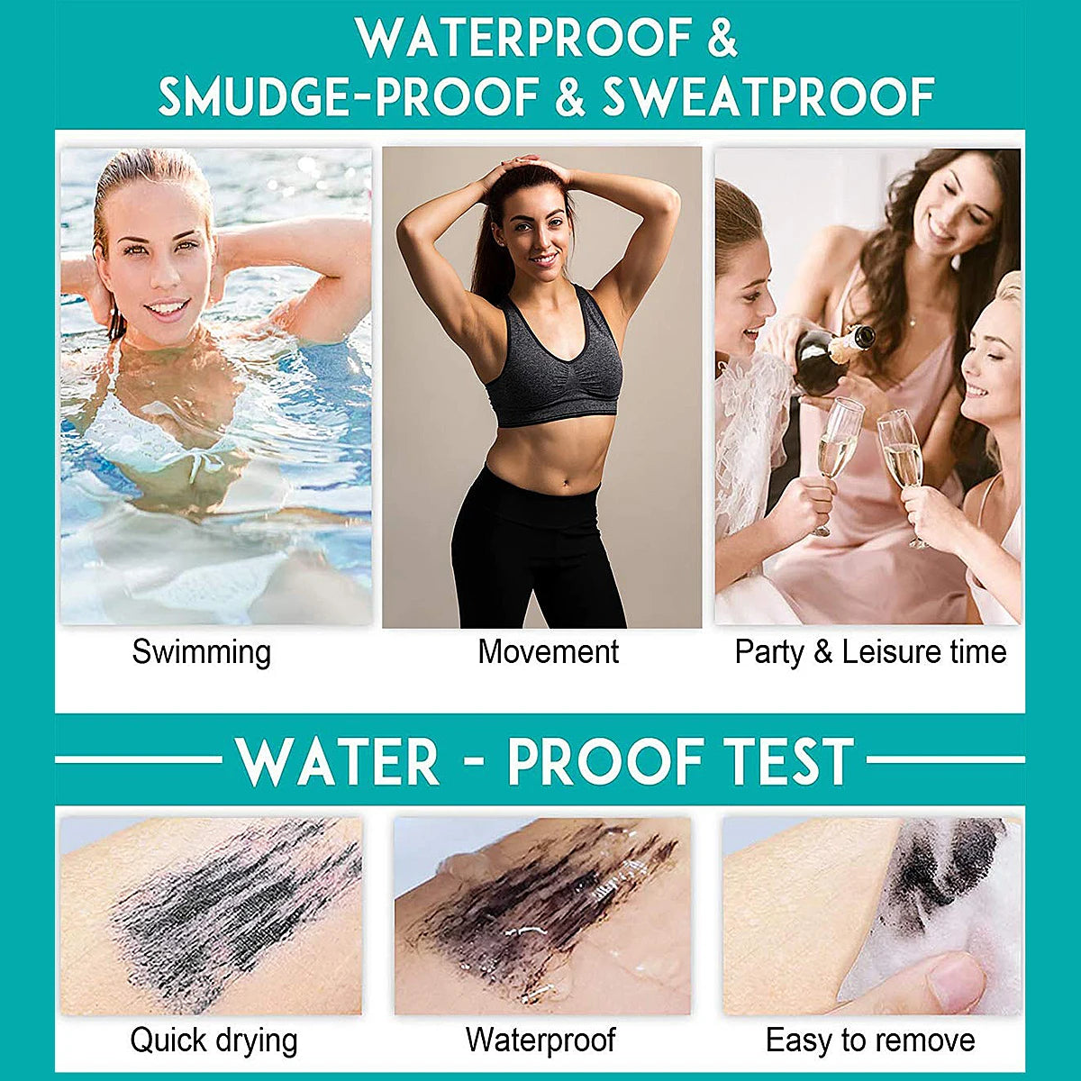 Doppelte In-Eins-Mascara aus Seidenfaser, wasserfeste Wimperntusche für Wimpernverlängerung, schwarz, dick, verlängernde Wimpern, Kosmetik
