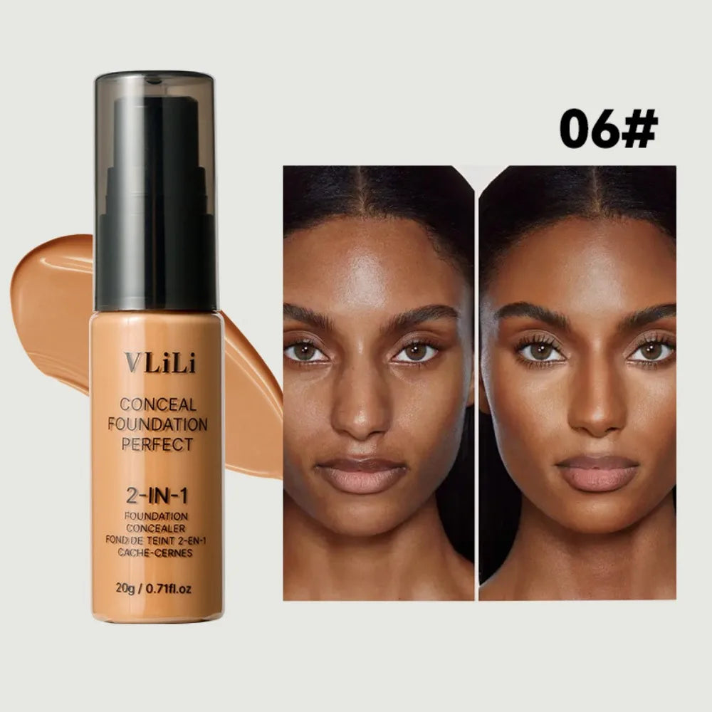 Neue Wasserfeste Flüssige Foundation Ölkontrolle Volle Abdeckung Gesichts-Foundation-Creme Matte Cremige Textur Foundation Concealer-Creme