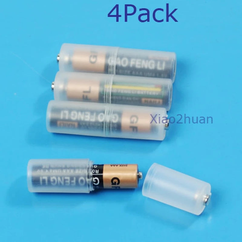 4X Batterieadapter-Konverter Größe AAA R03 auf AA LR6 + Kunststoffbox