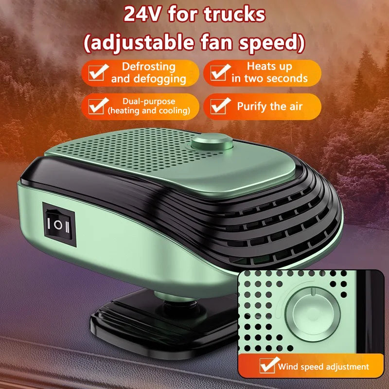 360 °   Rotierender Winter-Schnellheizer für Autos 12V/24V Autoheizlüfter Große Blasfläche Einstellbare Windgeschwindigkeit Windschutzscheiben-Entnebelung 2026