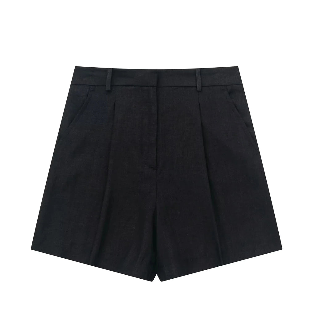 HH Frauen Elegante Feste Weste Hose Sets Einreiher V-ausschnitt Weste Top + Hohe Taille Dünne Shorts Dame Büro Tragen anzüge