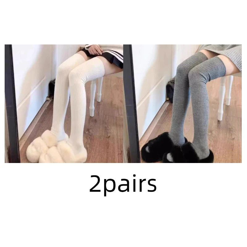 Neue Winter Einfarbig Oberschenkel Hohe Strümpfe Frauen Trendy Casual Über Das Knie Weibliche Lange Socke Thermische Warme Baumwolle Rohr Leggings