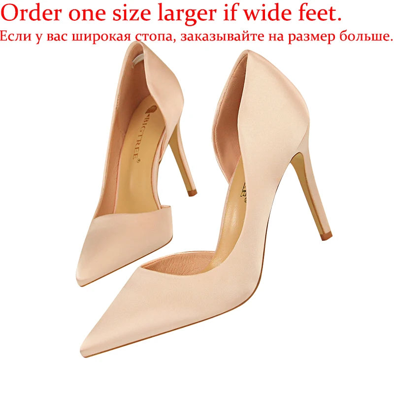 Damen Glamouröse Blaue 9,5cm Hohe Absätze Pumps Modische Satin Spitze Schuhe Elegante Trendige Abend-Bankett-Kleiderschuhe