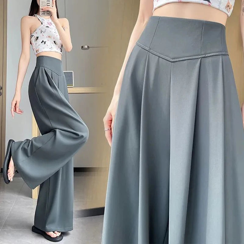 Neue Dame Hohe Taille Hosen Weibliche Klassische Anzug Breite Bein Hosen Frauen Koreanische Mode Komfortable Baggy Hosen