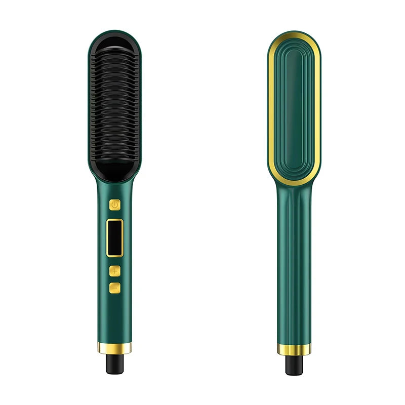 2-in-1 elektrische profession elle negative Ionen gerade Haar bürste Curling Kamm mit LCD-Display Curling Tool gerade Haar bürste