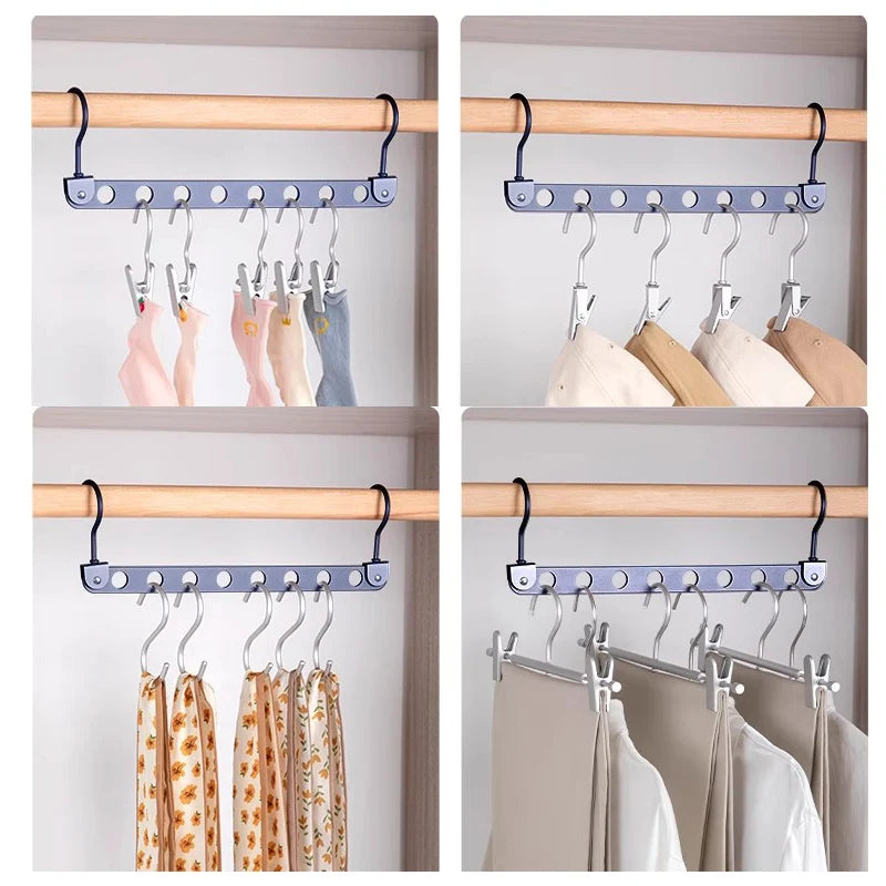 8 Löcher Lager regal für Kleiderbügel Organizer faltbare drehbare magische Metall Kleiderbügel Lager regal Kleider schrank Platz sparer Haken