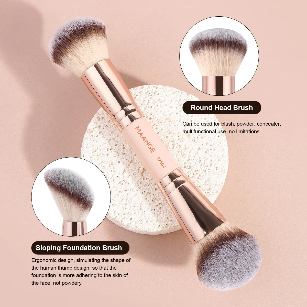 MAANGE Make-up-Pinsel-Set, 3-teilig, für Gesicht, Rouge, Kabuki, Puder, Foundation, Make-up-Pinsel für Mineral-BB-Creme, flüssiges Mischen, Beauty-Tool