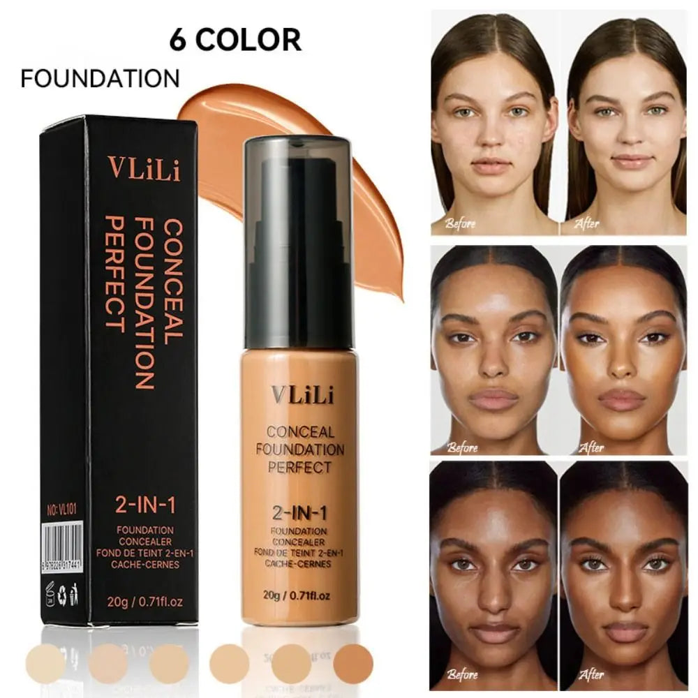 Neue Wasserfeste Flüssige Foundation Ölkontrolle Volle Abdeckung Gesichts-Foundation-Creme Matte Cremige Textur Foundation Concealer-Creme