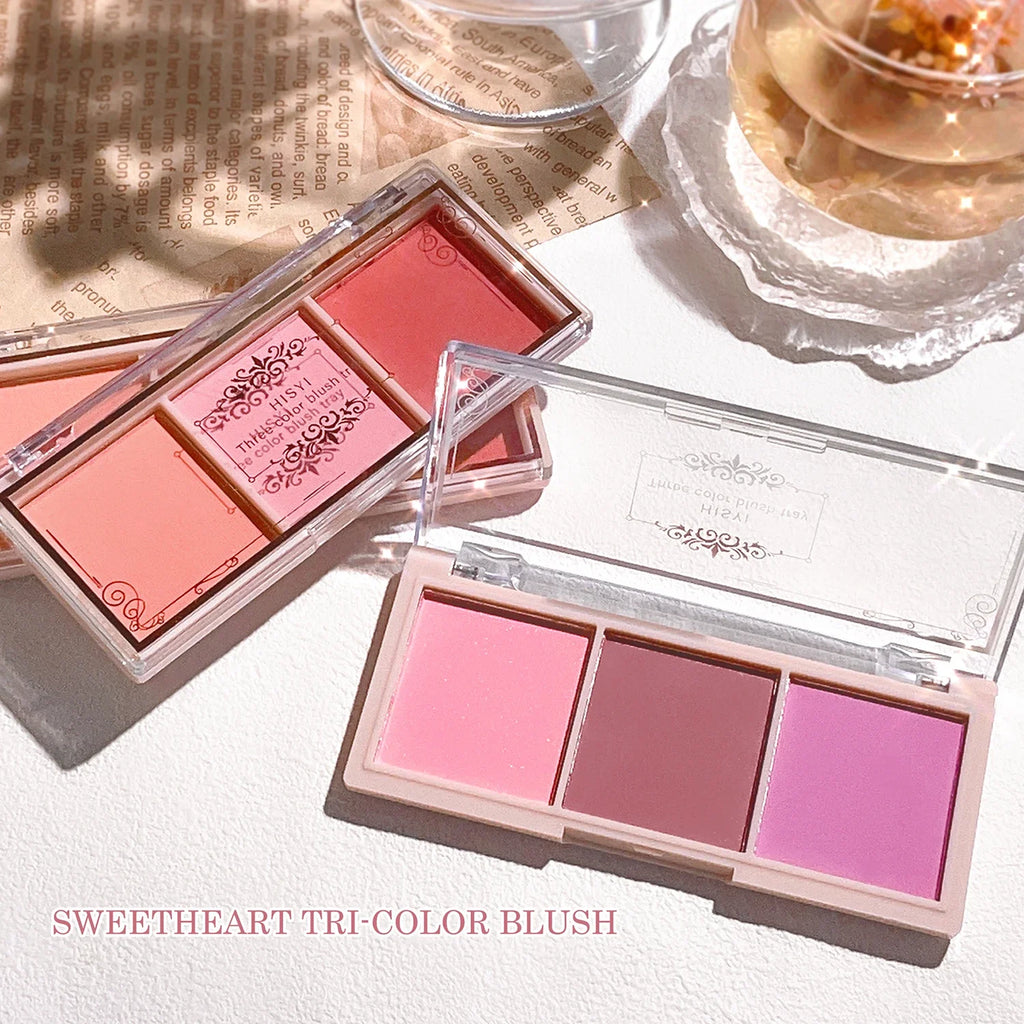 3-Farben-Wange, rote Platte, nacktes Make-up, natürlicher, mattierter Milchtee, orangefarbenes Lidschatten-Make-up, langlebig, hohe Farbwiedergabe, unsichtbar