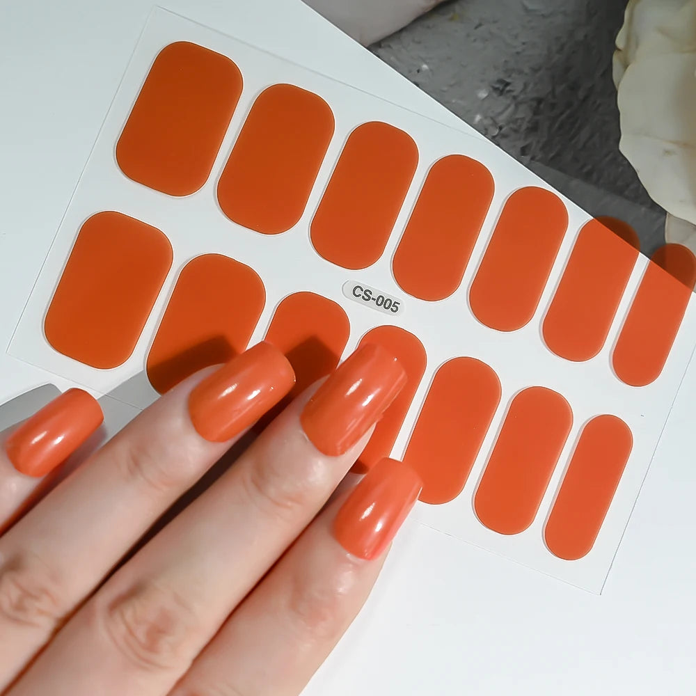 14 Tipps Full Wrap Nagellack Aufkleber Selbstklebende einfarbige Gel-Nagelstreifen Kunst Aufkleber Nicht halbgehärtete DIY Nageldekorationen
