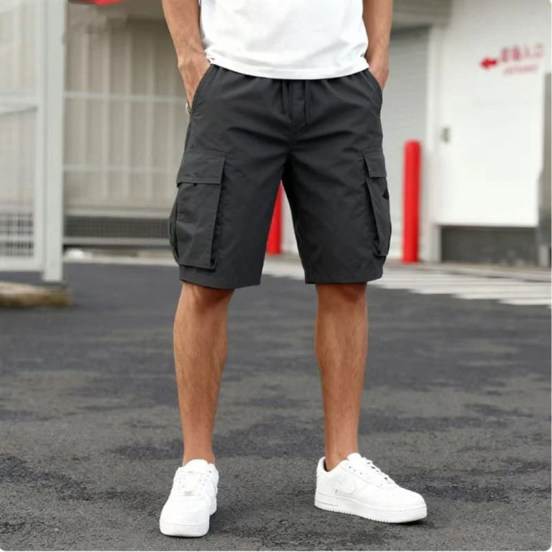 Sommer-Cargo-Shorts für Herren, lässig, leicht, einfarbig, mit Pattentaschen für den täglichen Gebrauch und bequeme Jogger-Shorts für den Outdoor-Bereich