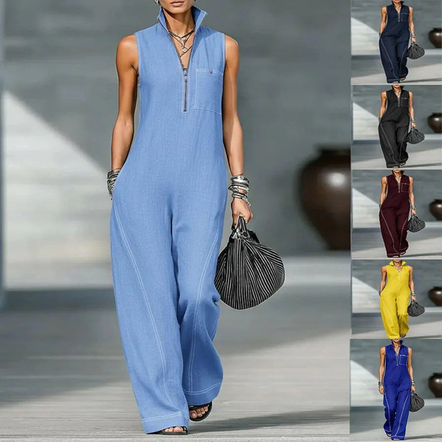 Ärmelloser Lässiger Lockerer Jumpsuit Bequemer Atmungsaktiver Einteiler für Damen