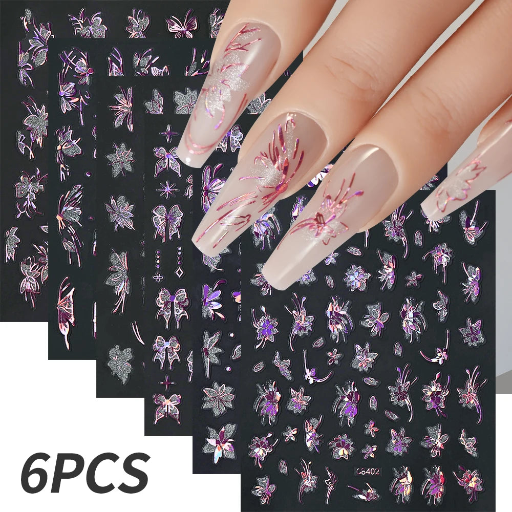 6 Stück 3D Blaue Herz-Nagelaufkleber Bronzierte Gold Silber Stern Mond Sonne Selbstklebende Slider Y2K Nagelkunst Abziehbilder Maniküre Dekoration