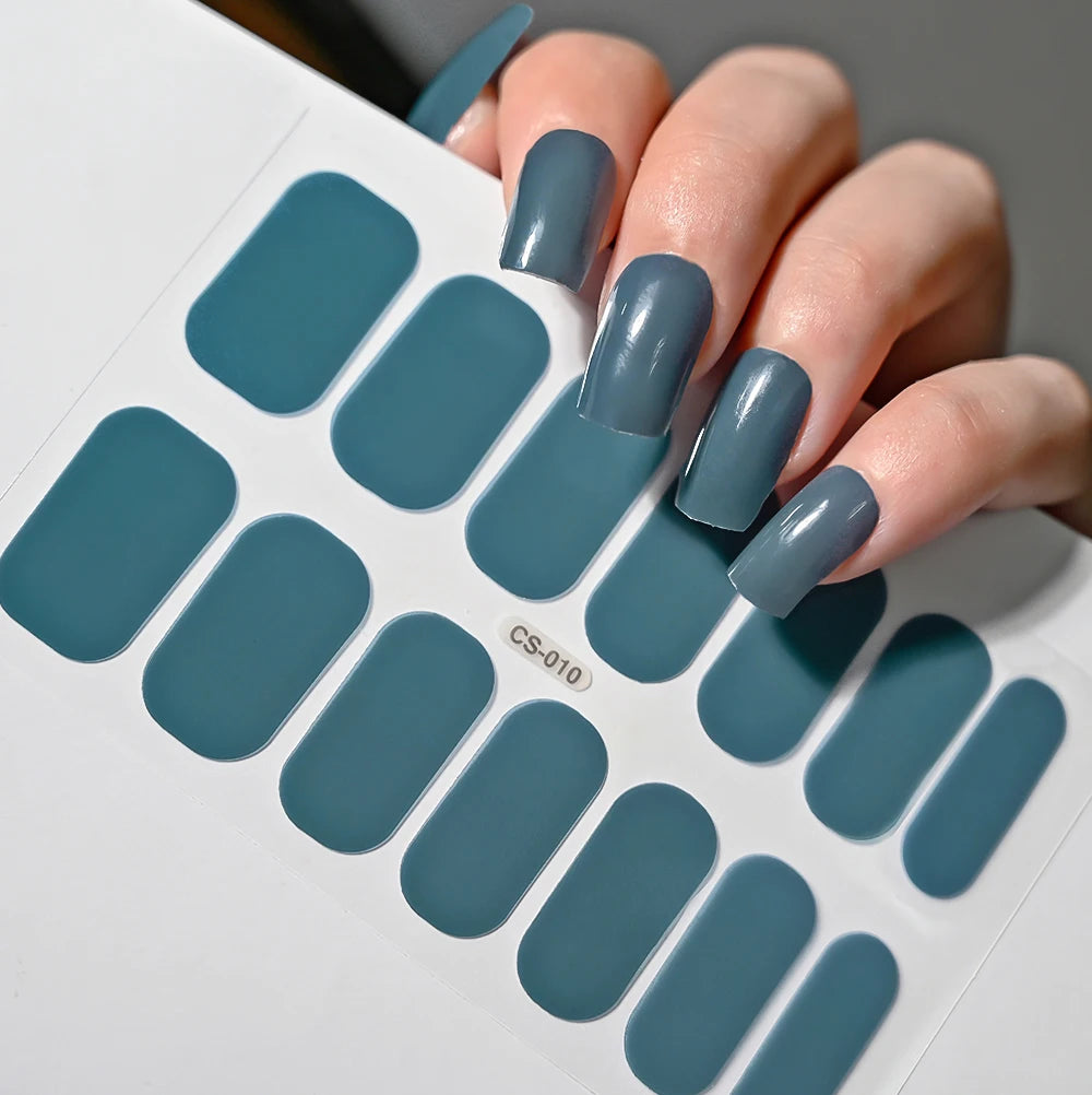 14 Tipps Full Wrap Nagellack Aufkleber Selbstklebende einfarbige Gel-Nagelstreifen Kunst Aufkleber Nicht halbgehärtete DIY Nageldekorationen