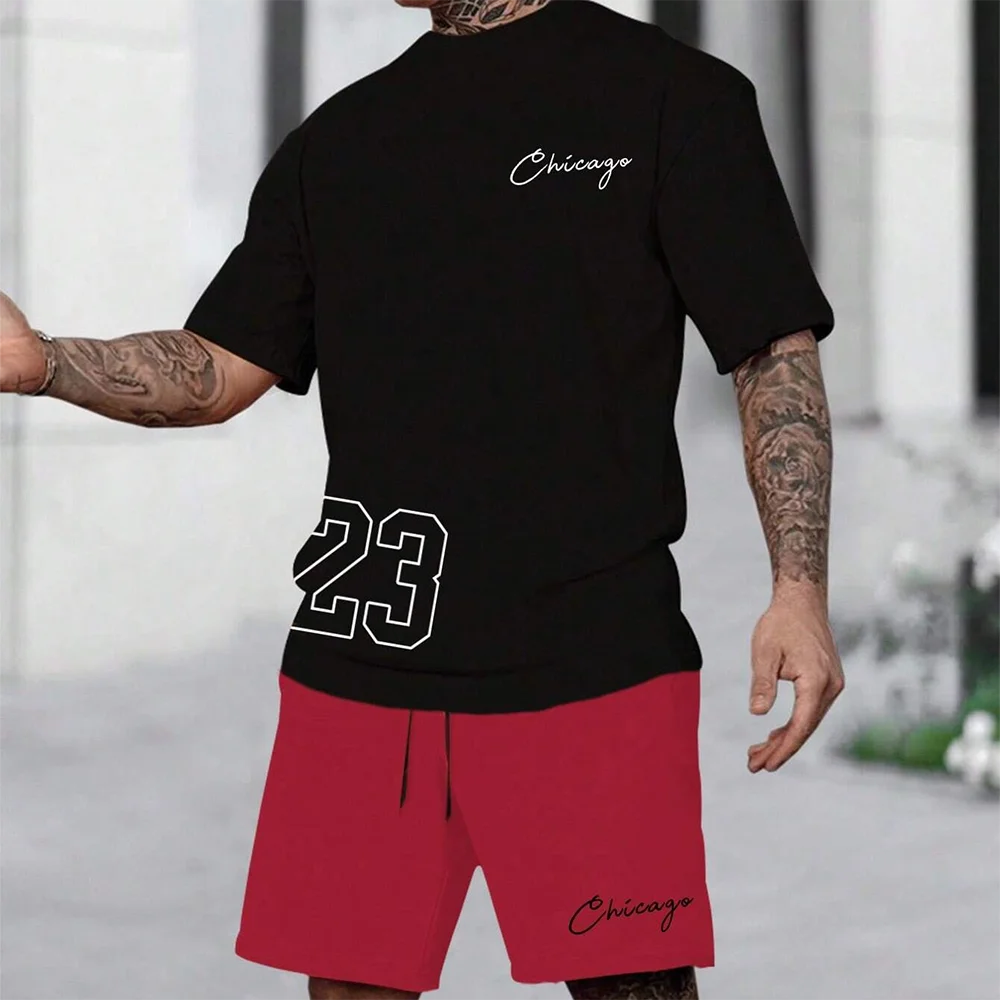 2025, Sommer, neues Herren-T-Shirt, Shorts-Set, Sonnenbrille, Bärendruck, kurzärmeliges Rundhals-T-Shirt, Sommer, lässig, Outdoor, bequem