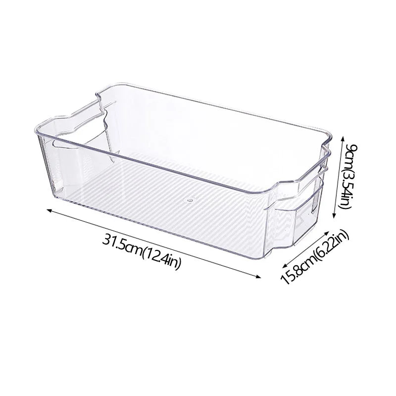 Kühlschrank-Organizer-Behälter, stapelbare Kühlschrank-Lebensmittel-Aufbewahrungsbox mit Griff, durchsichtiger Kunststoff, für Speisekammer, Gefrierschrank, Organizer-Werkzeug